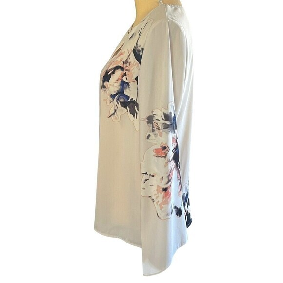 VINCE CAMUTO Blouse Long Sleeve Floral Size XS Multicolor Keyhole Neckline - Picture 8 of 16